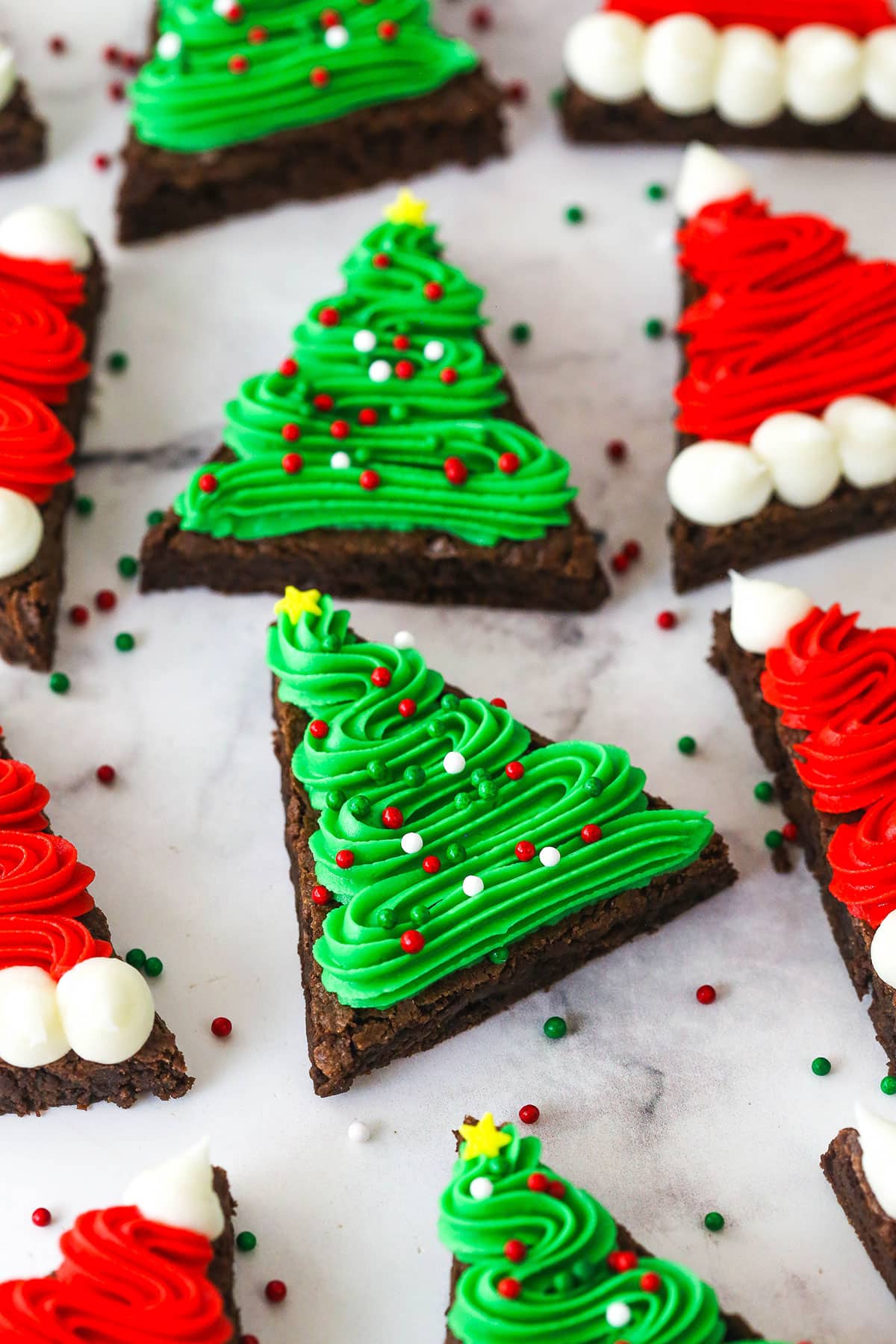 close look at the christmas tree brownie