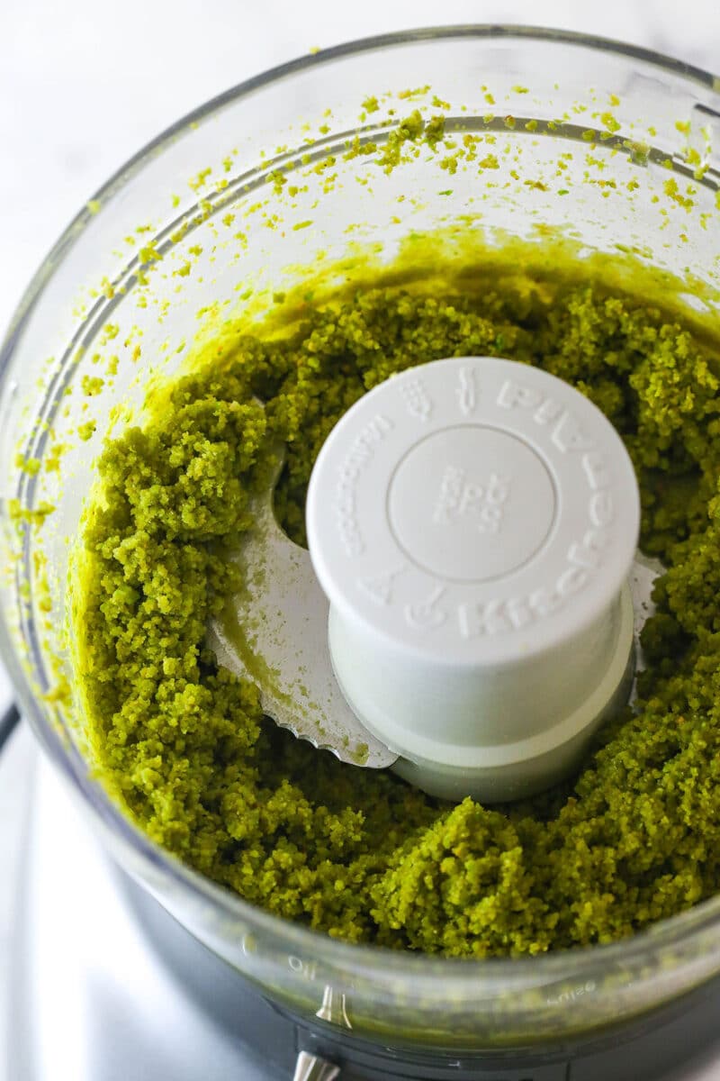 beginning on pureeing pistachios, looking sandy