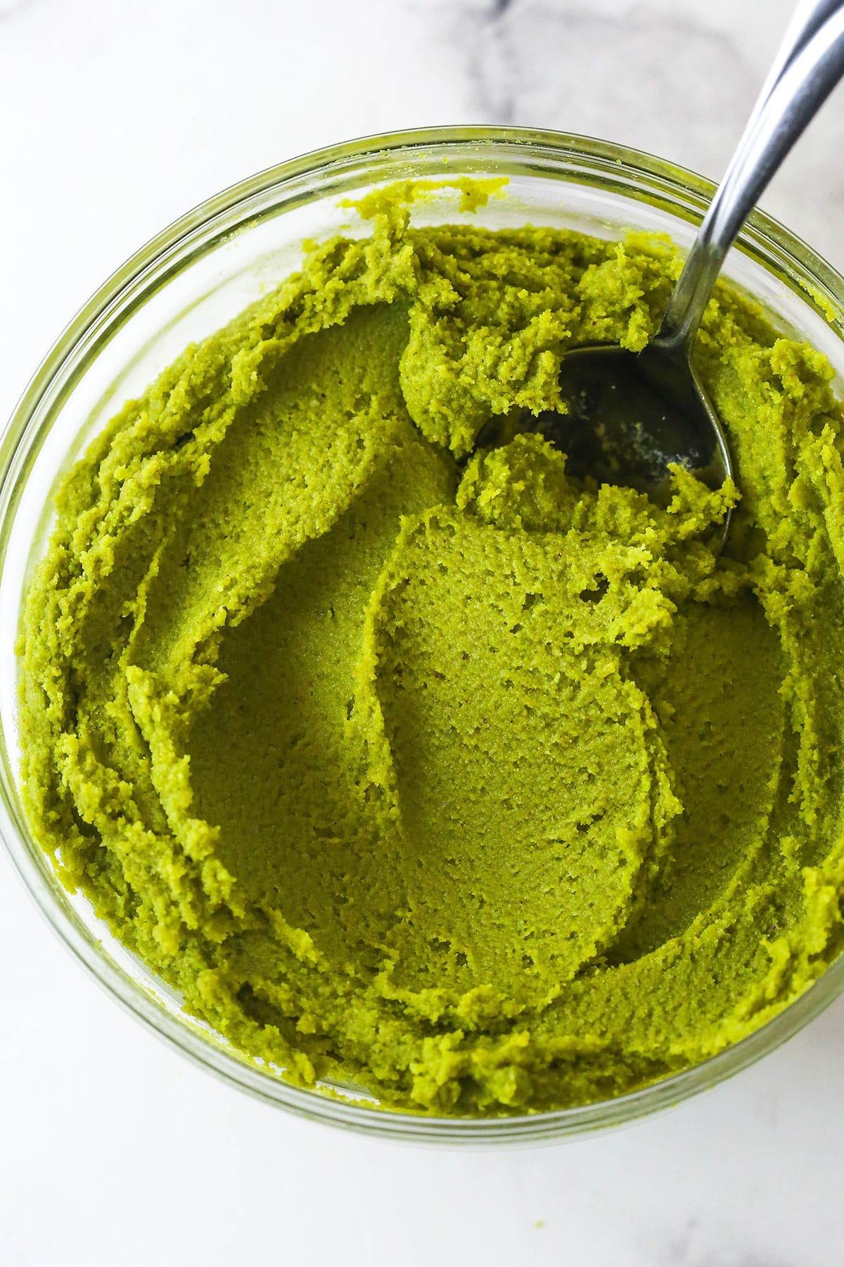 A bowl of pistachio paste