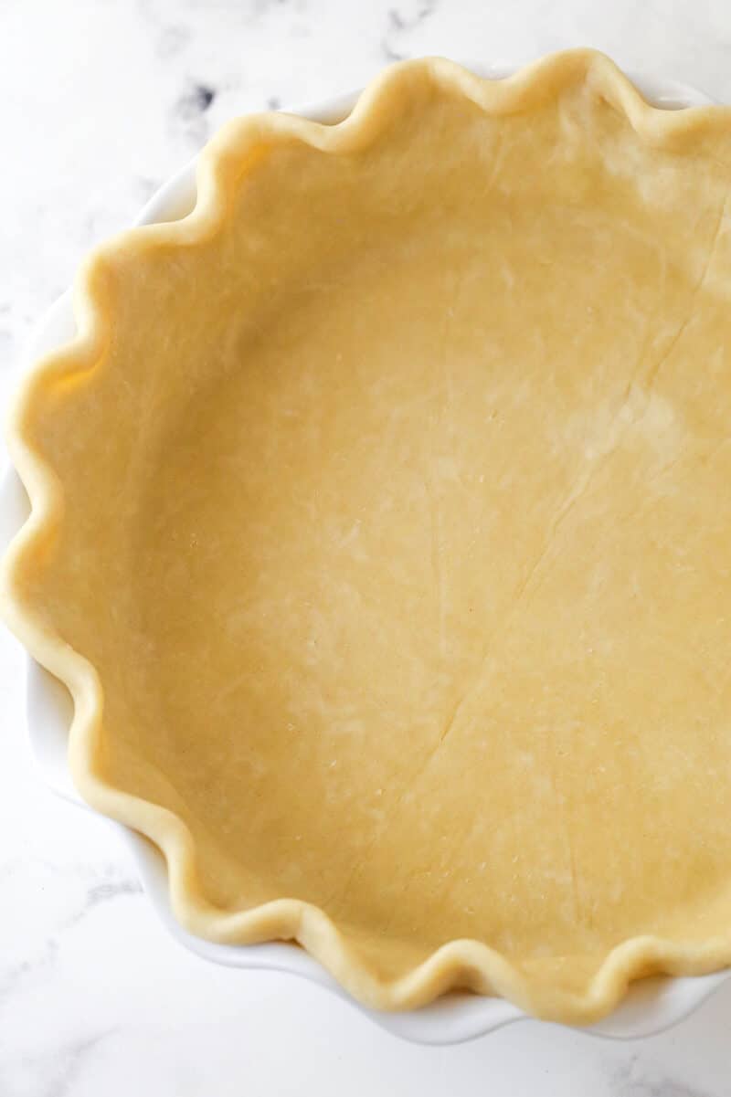 Homemade pie crust in a pie pan