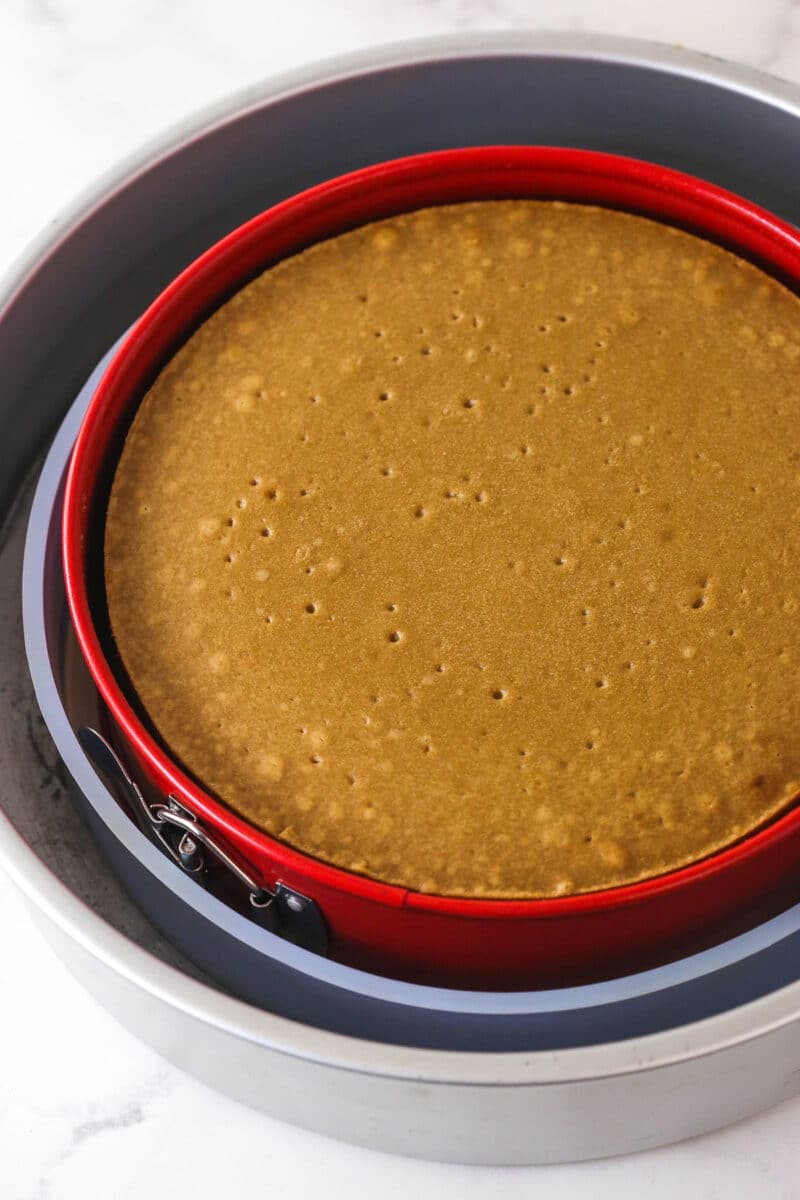 With a Biscoff cookie crust and cookie spread in the filling, this Biscoff Cheesecake tastes just like the cookies. Baked biscoff cheesecake in a springform pan