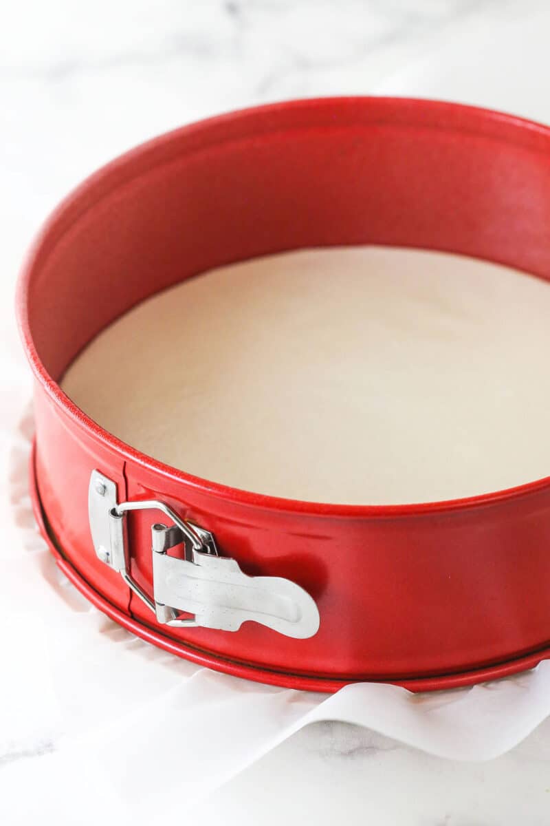 Lining the pan with parchment paper