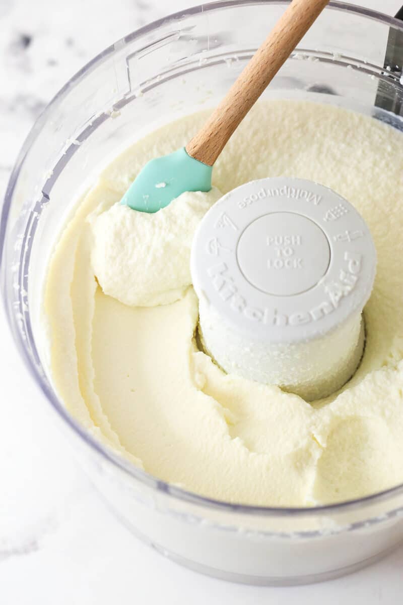 Blending strained ricotta cheese