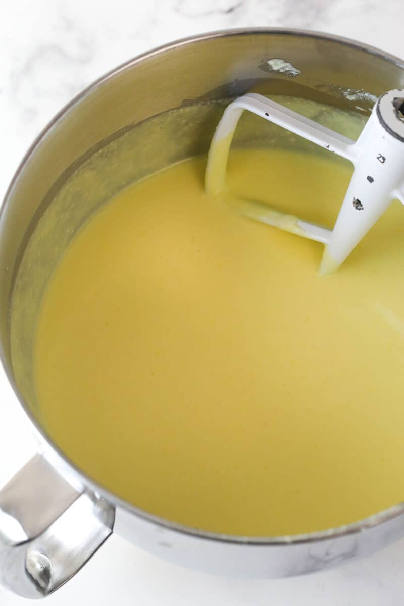 Beating eggs into ricotta cheese