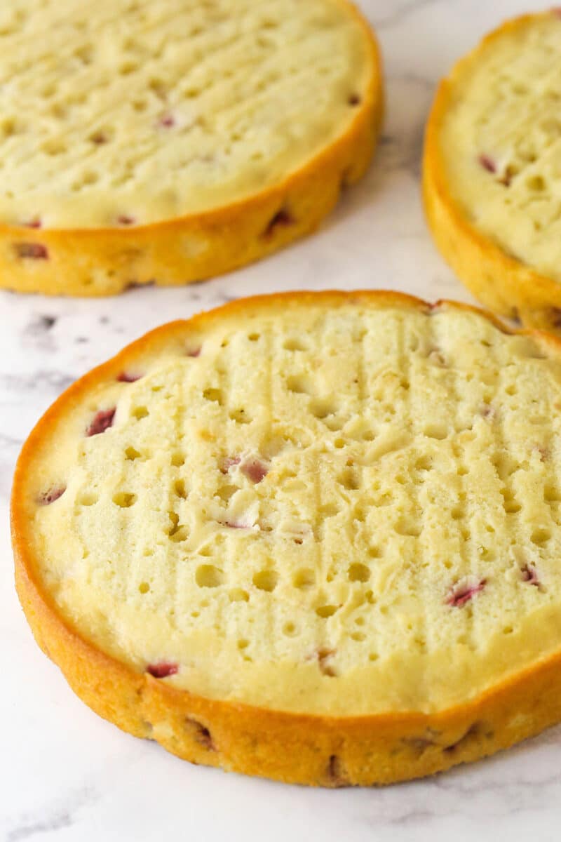Baked layers of strawberry cake