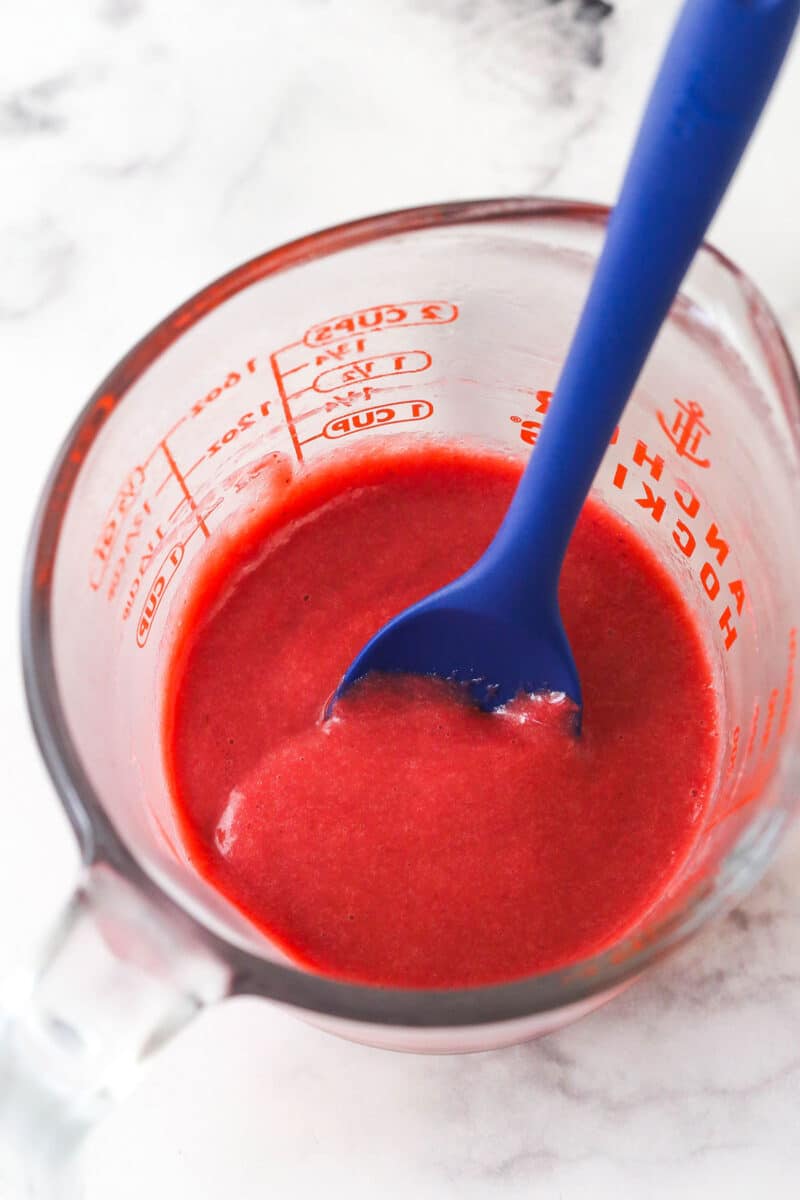 Measuring strawberry puree