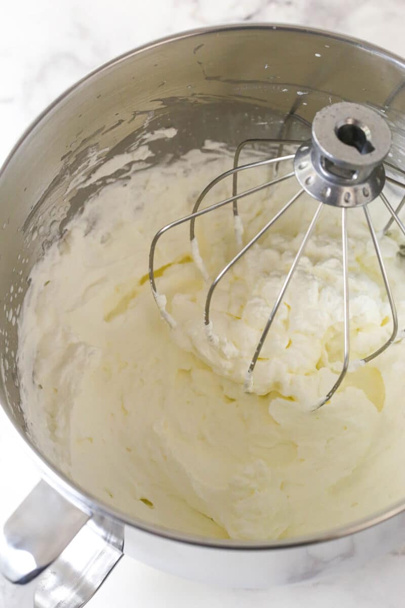 This copycat Magnolia Bakery Banana Pudding is made completely from scratch and mirrors the texture and flavors of the original. Homemade whipped cream in a mixing bowl