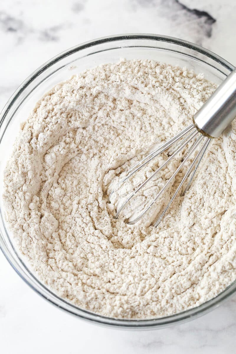 Whisking flour and other dry ingredients