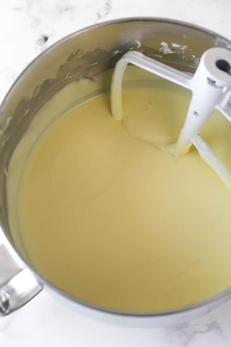 eggs added to the final cheesecake batter