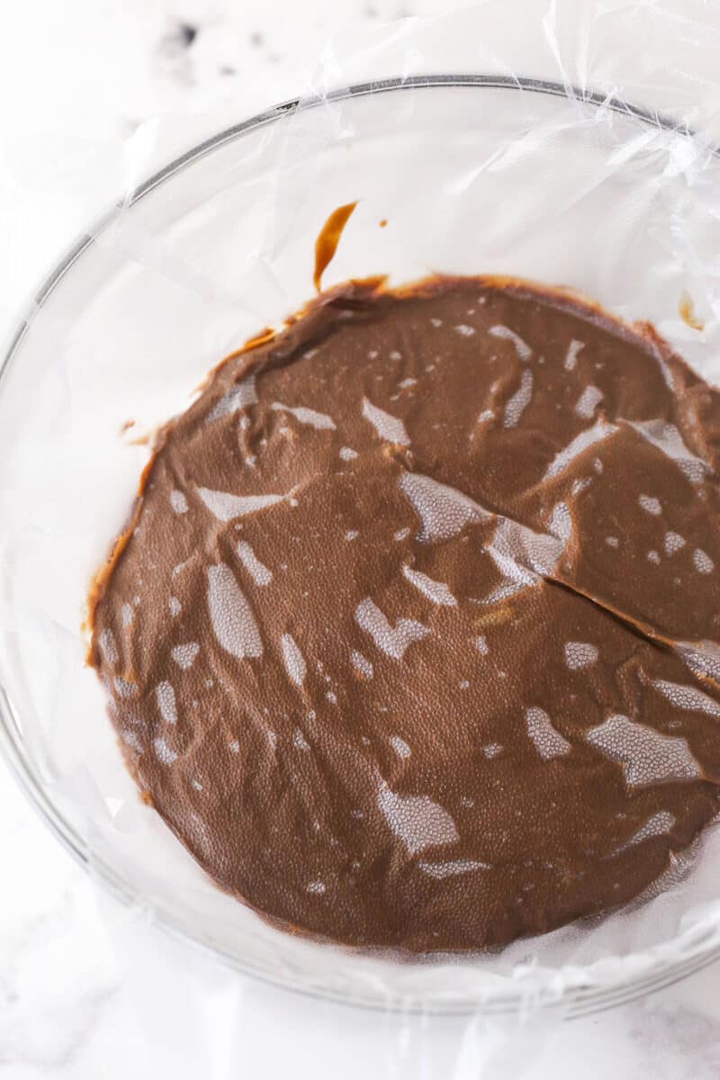 Thick, smooth, and creamy, this chocolate pastry cream (aka chocolate crème pâtissière) can be used in cakes, pastries, and other desserts. Chocolate pastry cream in a bowl