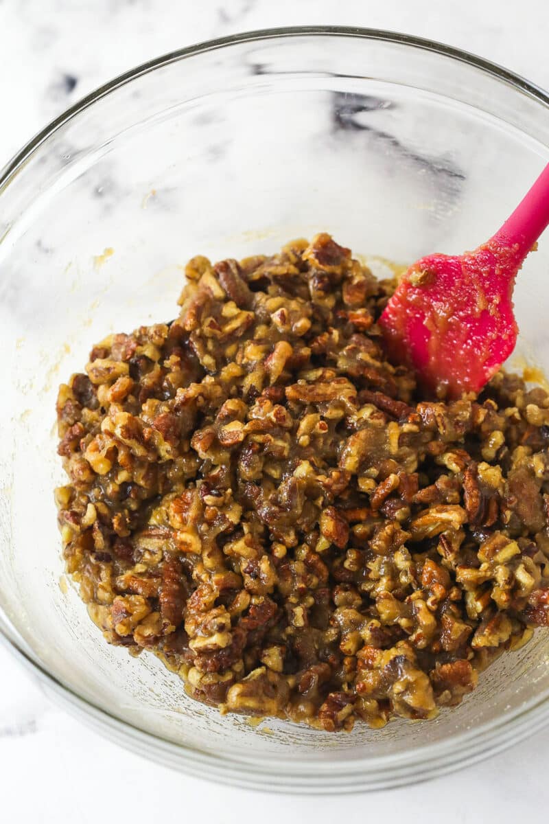 With layers of pumpkin cake, pecan praline crunch, and a caramel buttercream, this pecan praline pumpkin cake is impressive and delicious. Stirring pecans into the mixture